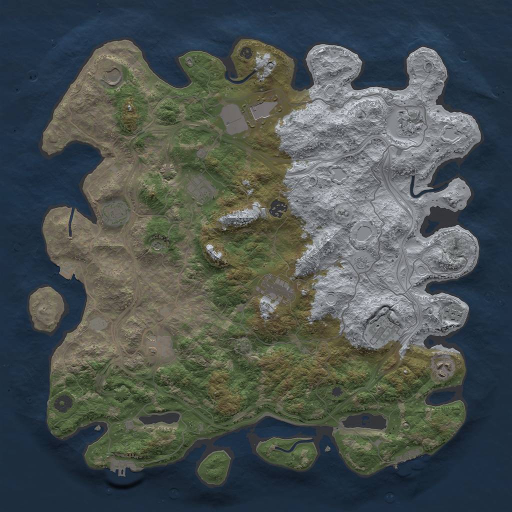 Rust Map: Procedural Map, Size: 4400, Seed: 54253374, 19 Monuments