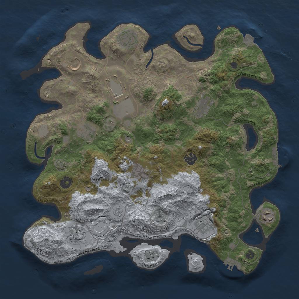 Rust Map: Procedural Map, Size: 3700, Seed: 1923926017, 19 Monuments