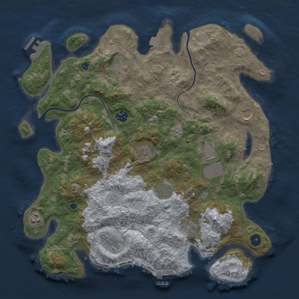 Rust Map: Procedural Map, Size: 3950, Seed: 59614283, 16 Monuments