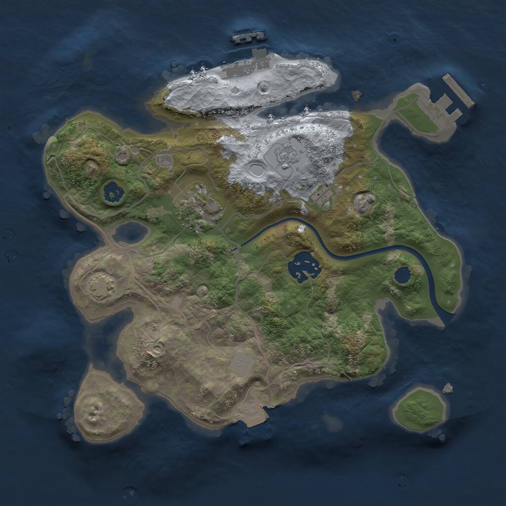Rust Map: Procedural Map, Size: 2500, Seed: 2781233, 7 Monuments
