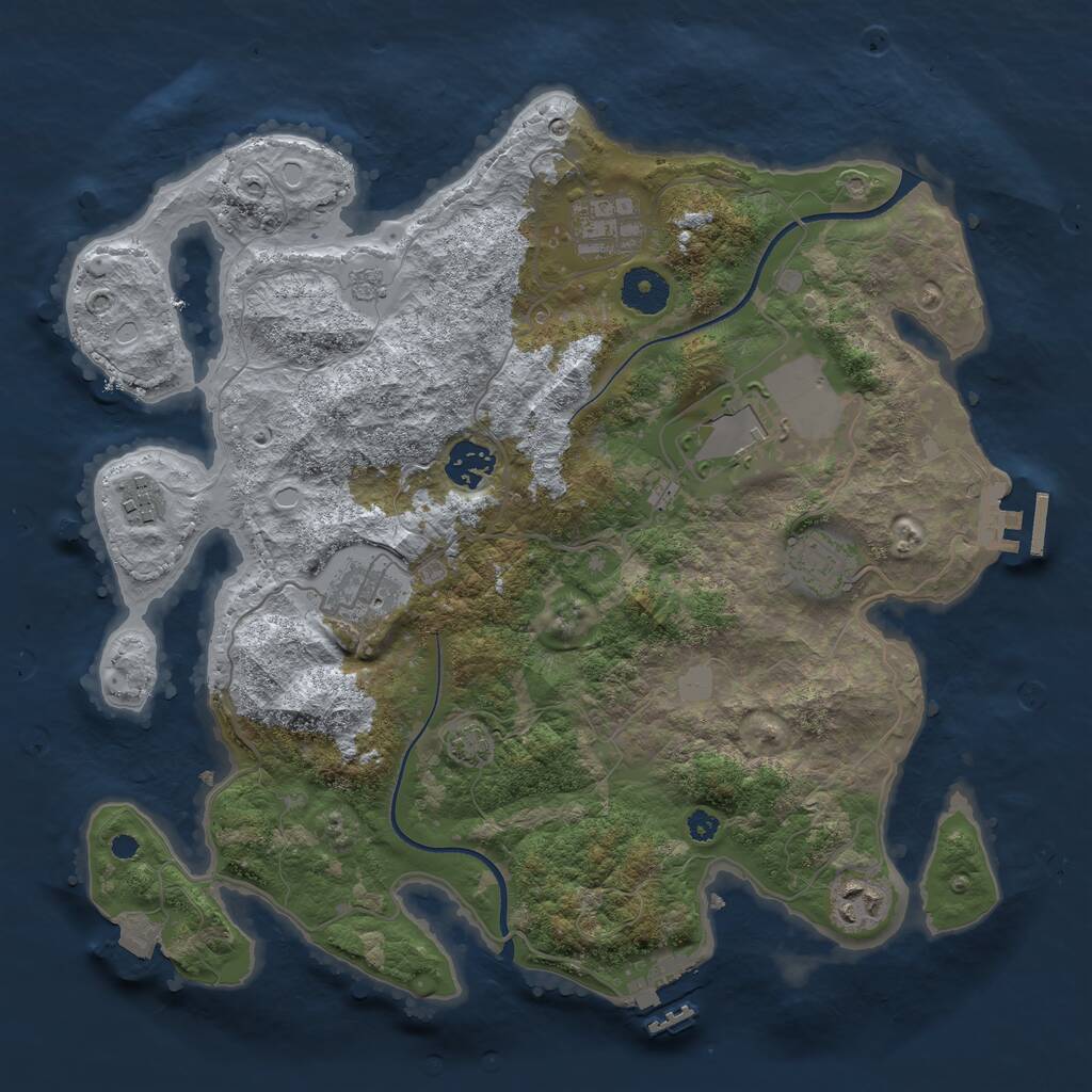 Rust Map: Procedural Map, Size: 3500, Seed: 1981338, 12 Monuments