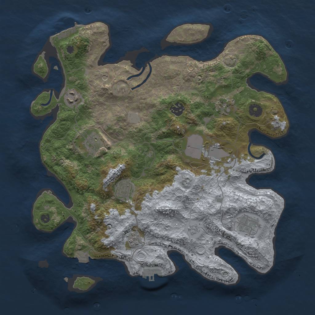 Rust Map: Procedural Map, Size: 3500, Seed: 75945179, 16 Monuments