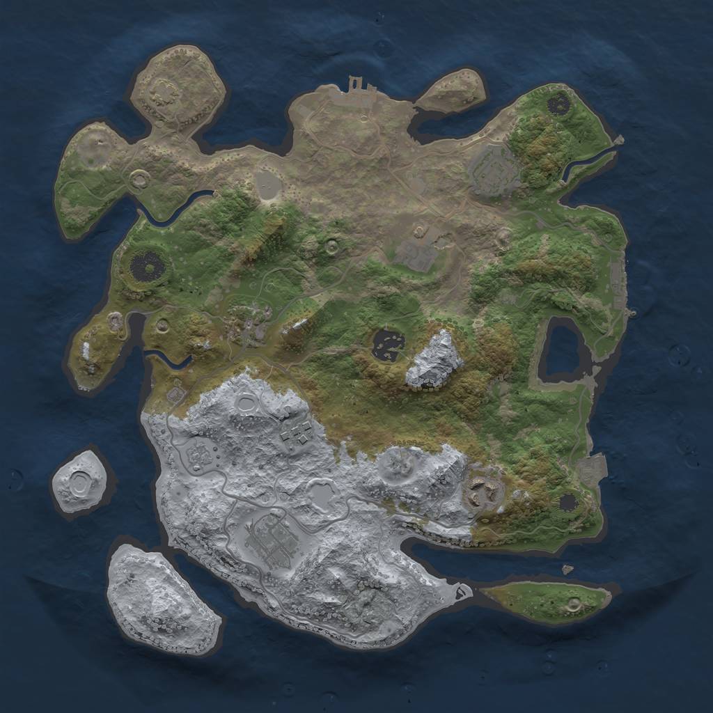 Rust Map: Procedural Map, Size: 3300, Seed: 1999, 14 Monuments