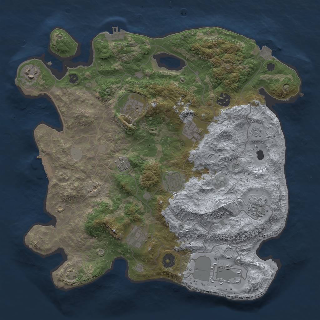 Rust Map: Procedural Map, Size: 3500, Seed: 1869188251, 17 Monuments