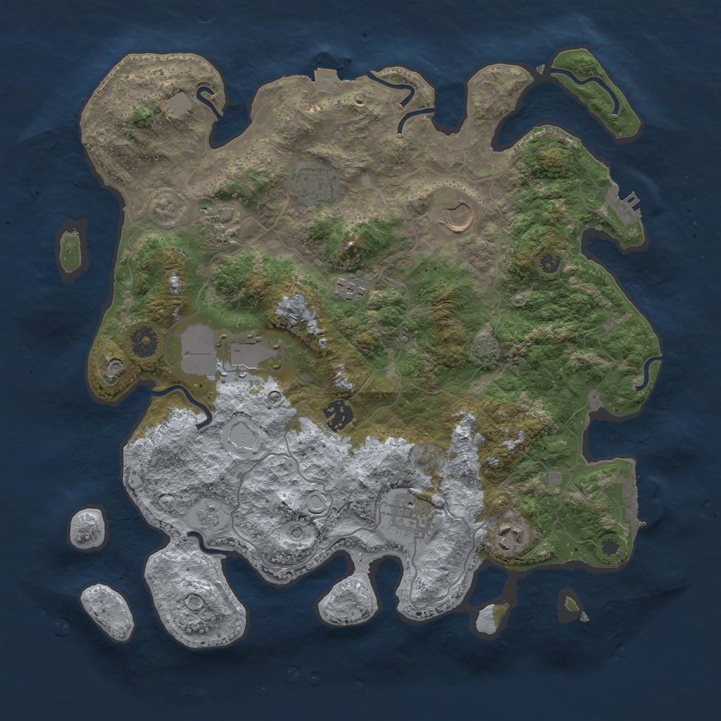 Rust Map: Procedural Map, Size: 3700, Seed: 1400627573, 16 Monuments