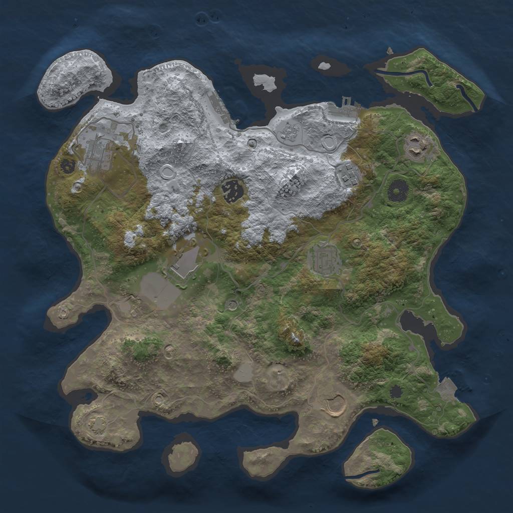 Rust Map: Procedural Map, Size: 3500, Seed: 1367304900, 15 Monuments