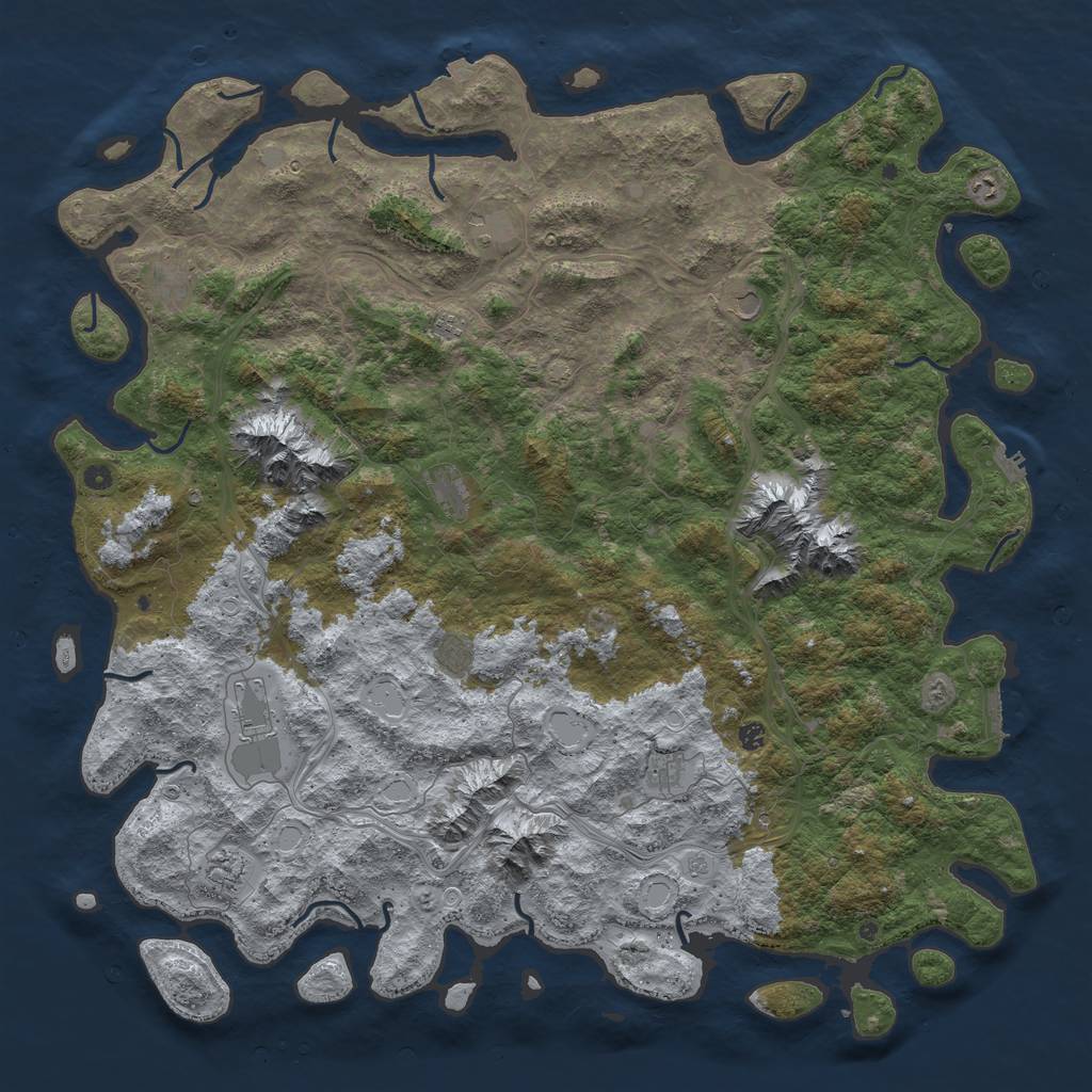 Rust Map: Procedural Map, Size: 6000, Seed: 1400627573, 19 Monuments