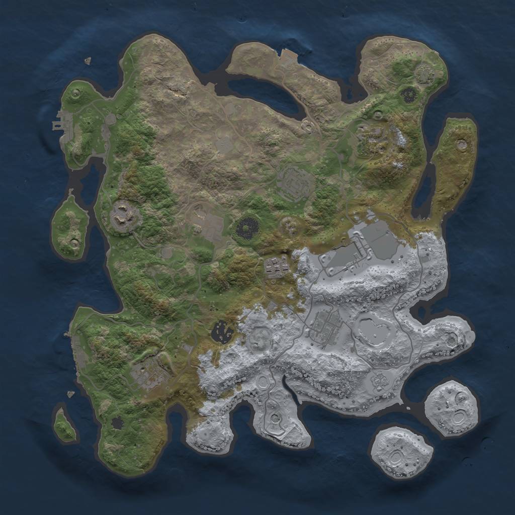 Rust Map: Procedural Map, Size: 3500, Seed: 144400379, 17 Monuments