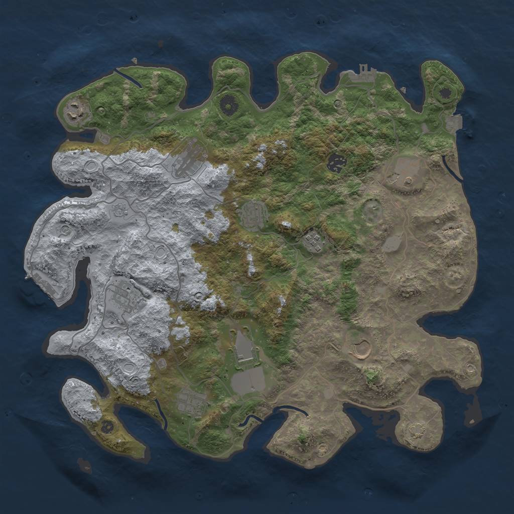Rust Map: Procedural Map, Size: 4000, Seed: 2013878372, 18 Monuments