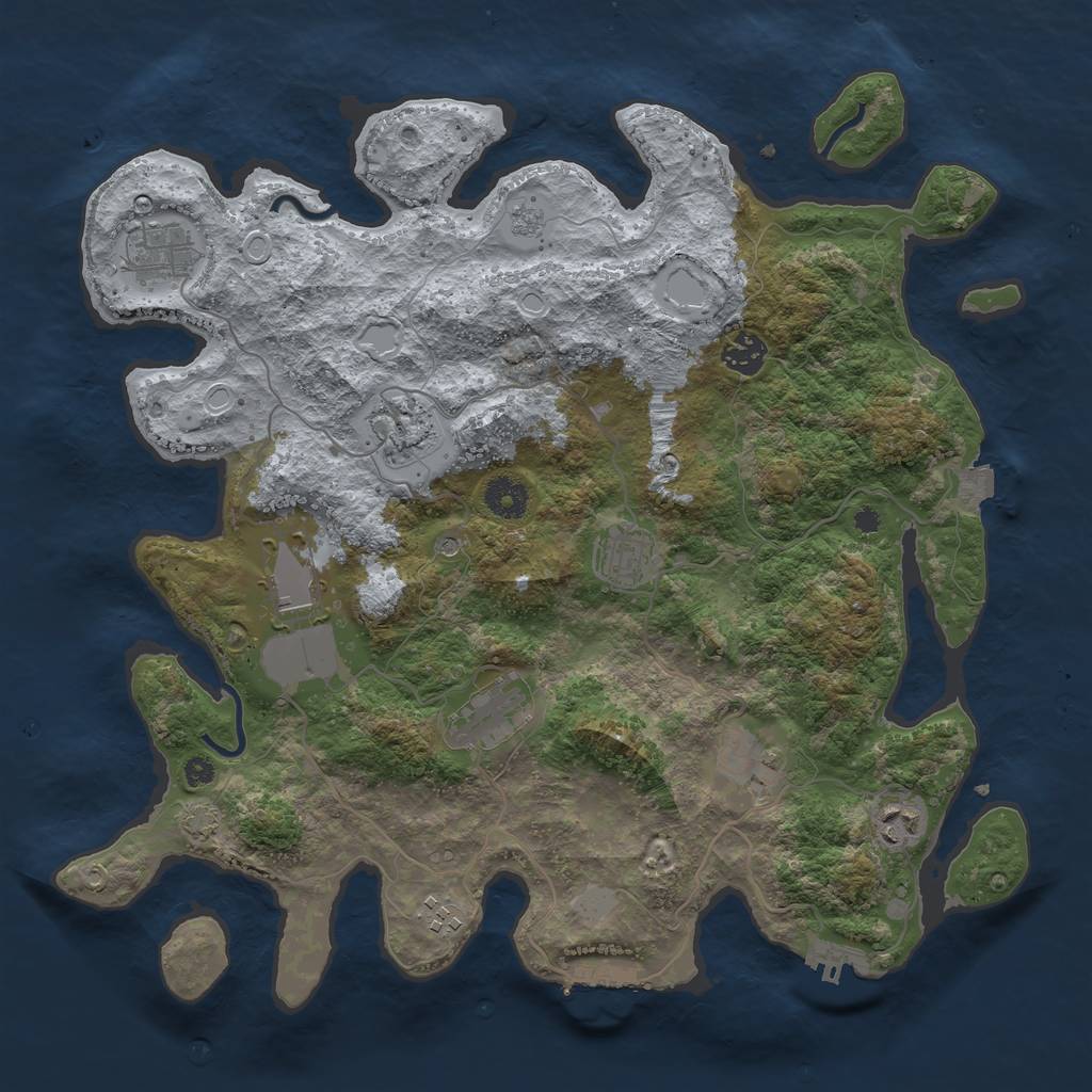 Rust Map: Procedural Map, Size: 3800, Seed: 525323, 17 Monuments