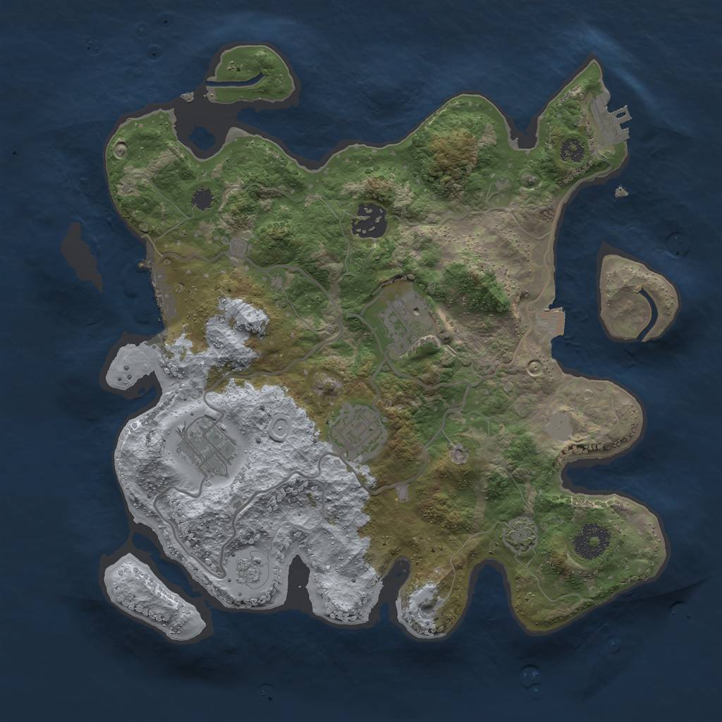 Rust Map: Procedural Map, Size: 3000, Seed: 34534567, 11 Monuments