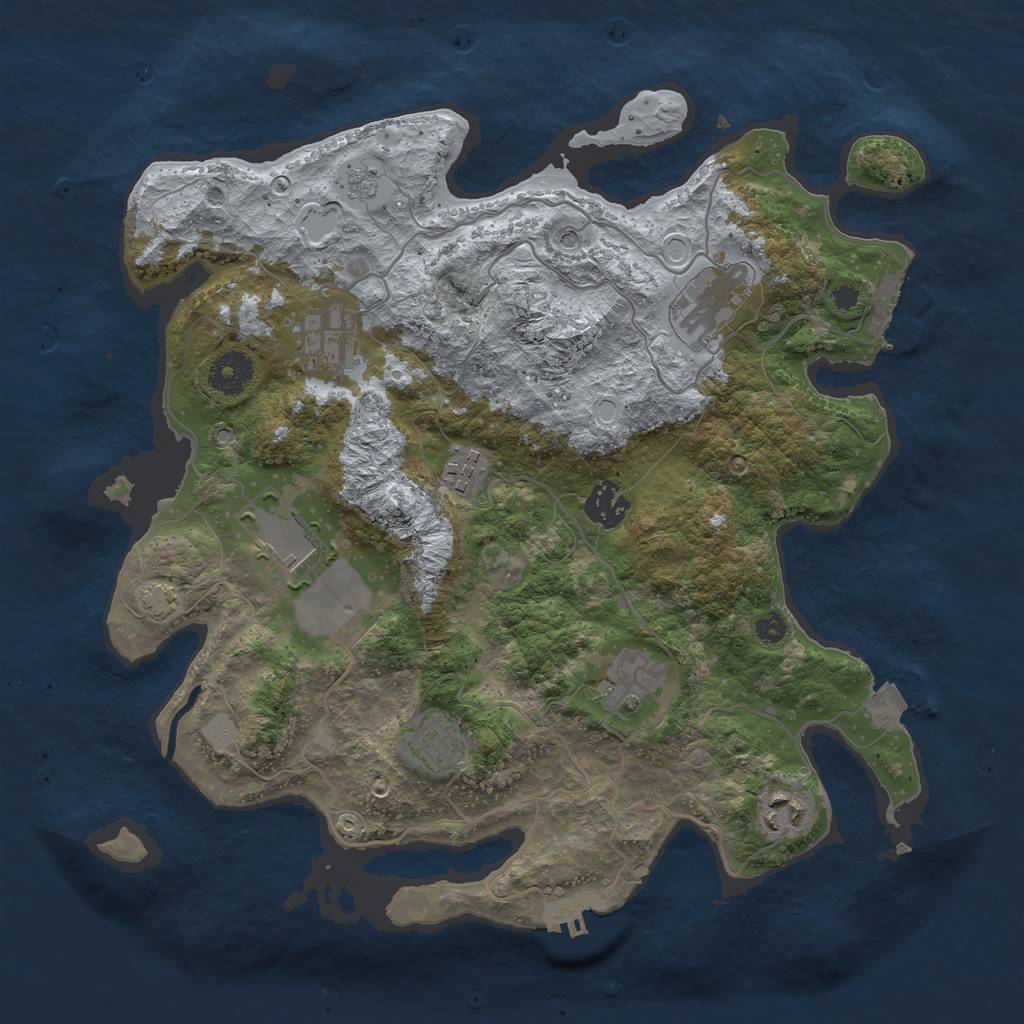 Rust Map: Procedural Map, Size: 3500, Seed: 2114127737, 16 Monuments