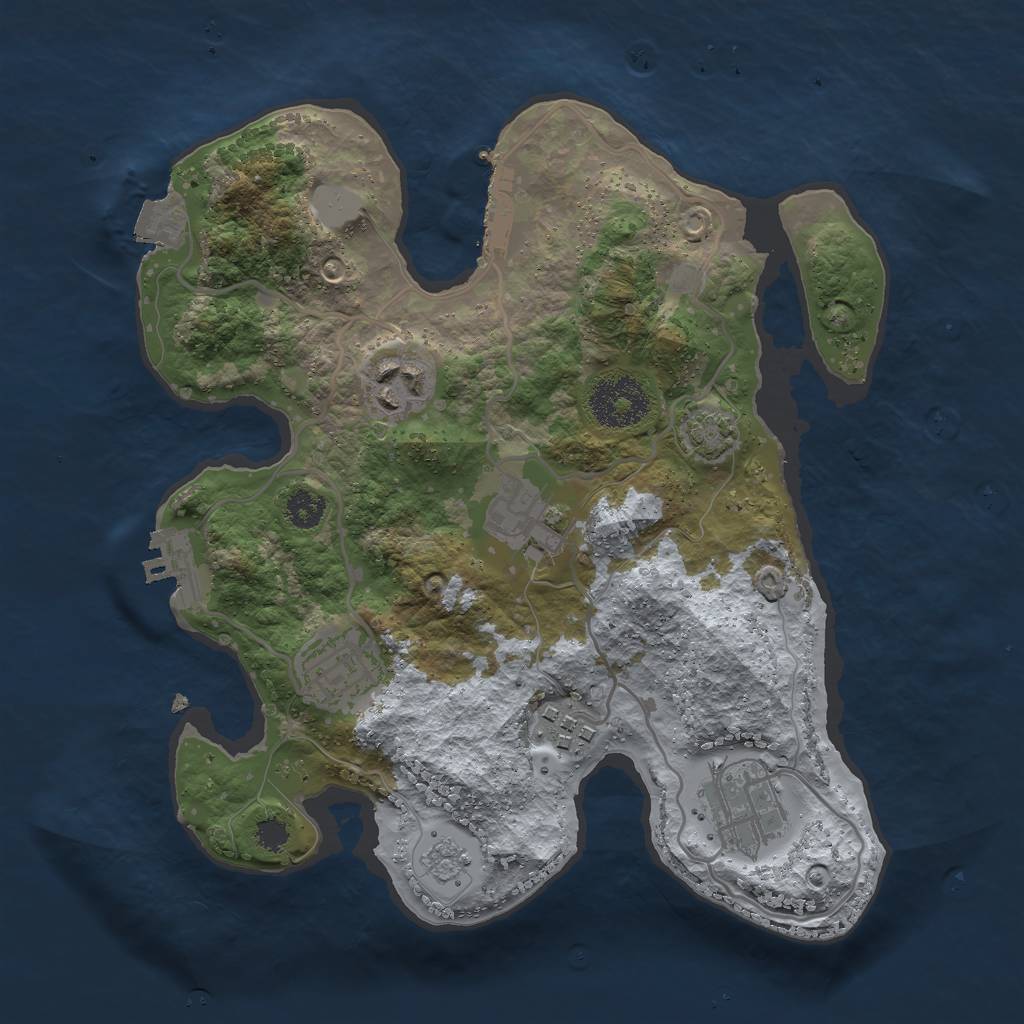 Rust Map: Procedural Map, Size: 2750, Seed: 1805049725, 12 Monuments