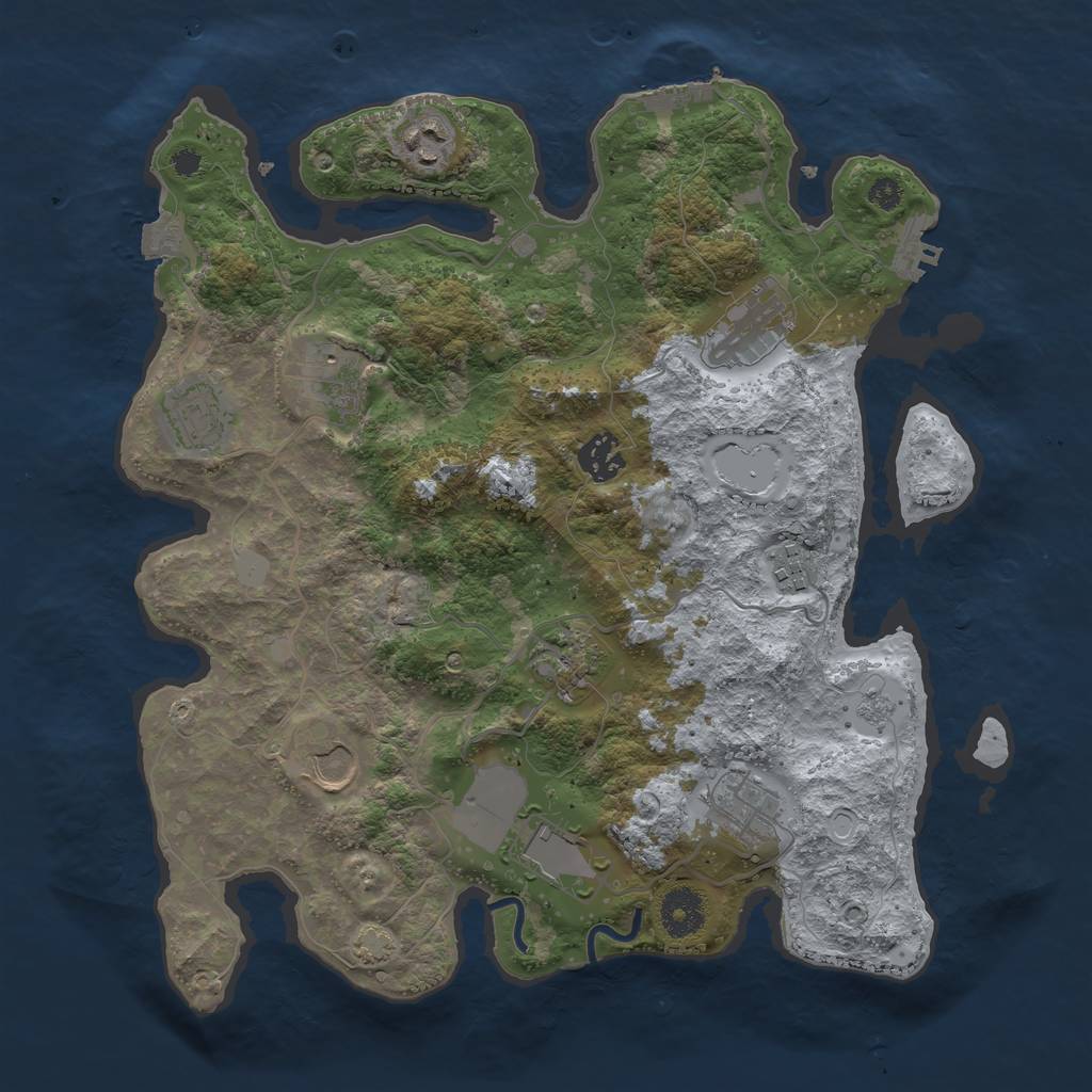 Rust Map: Procedural Map, Size: 3500, Seed: 1946640250, 17 Monuments