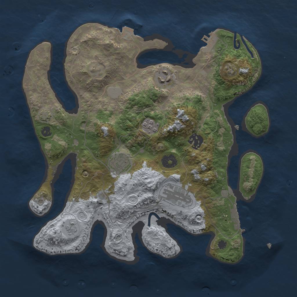 Rust Map: Procedural Map, Size: 3000, Seed: 1131711407, 12 Monuments