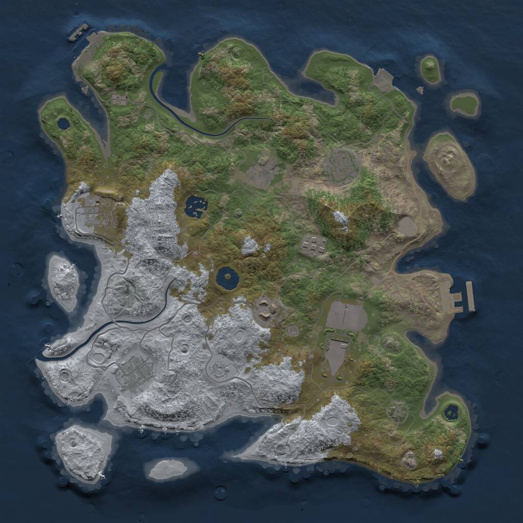 Rust Map: Procedural Map, Size: 3500, Seed: 1848363689, 13 Monuments