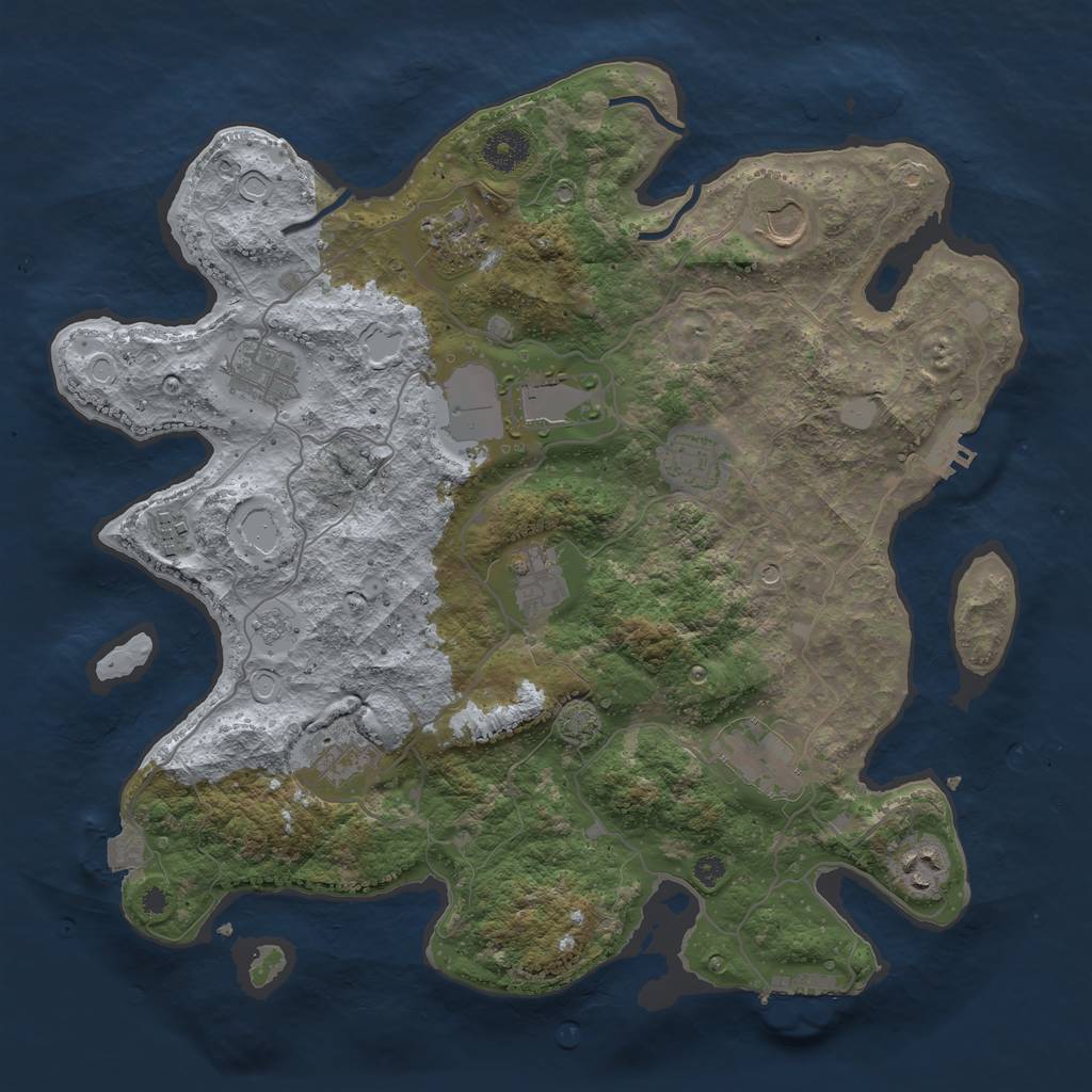 Rust Map: Procedural Map, Size: 3700, Seed: 2058679029, 18 Monuments