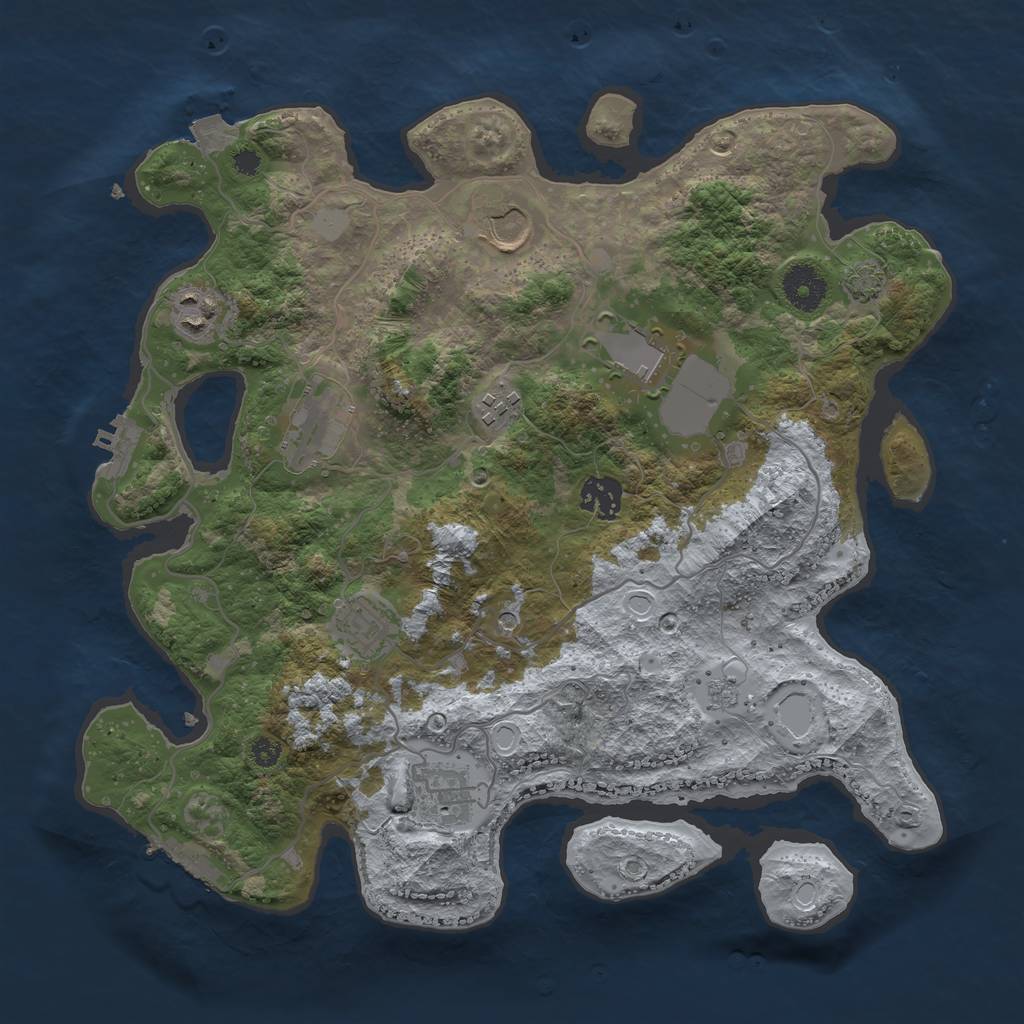 Rust Map: Procedural Map, Size: 3500, Seed: 443199458, 16 Monuments