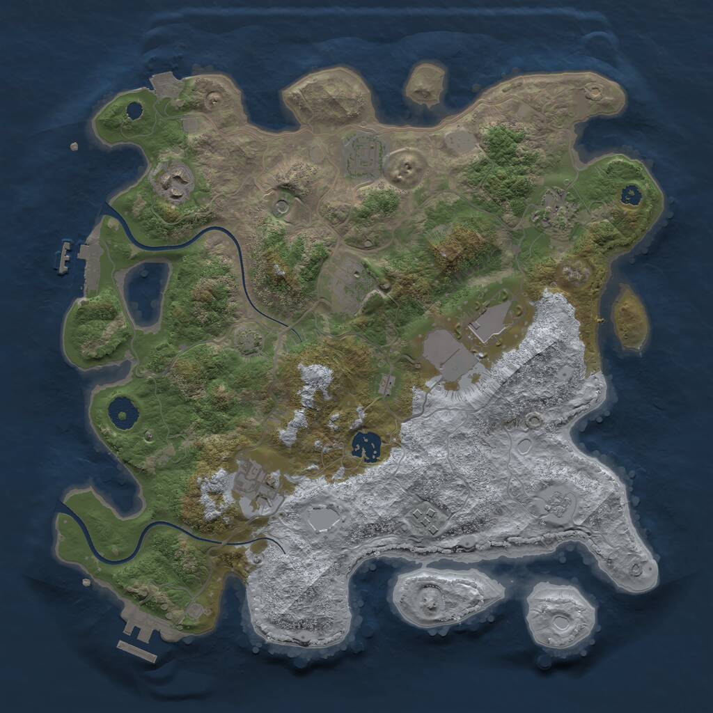 Rust Map: Procedural Map, Size: 3500, Seed: 443199458, 14 Monuments