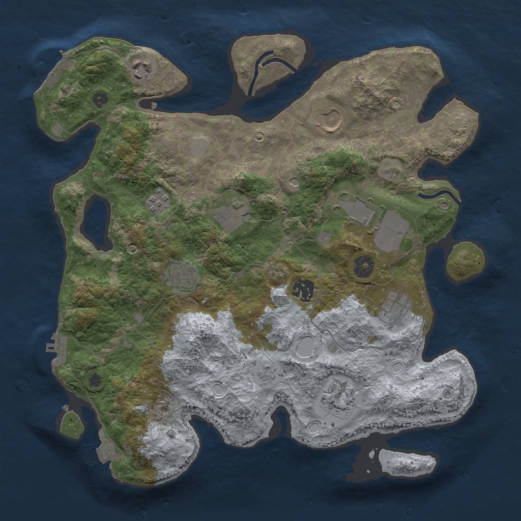 Rust Map: Procedural Map, Size: 3500, Seed: 1561324729, 17 Monuments