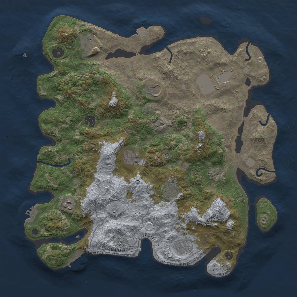 Rust Map: Procedural Map, Size: 3950, Seed: 65799288, 18 Monuments