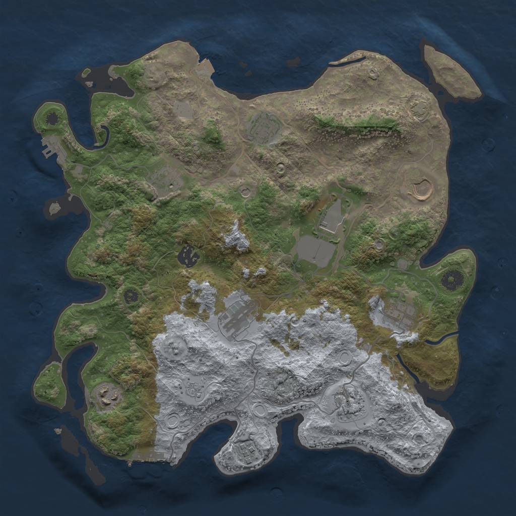 Rust Map: Procedural Map, Size: 3650, Seed: 2067942438, 18 Monuments