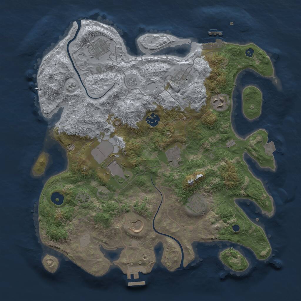 Rust Map: Procedural Map, Size: 3500, Seed: 640544777, 13 Monuments