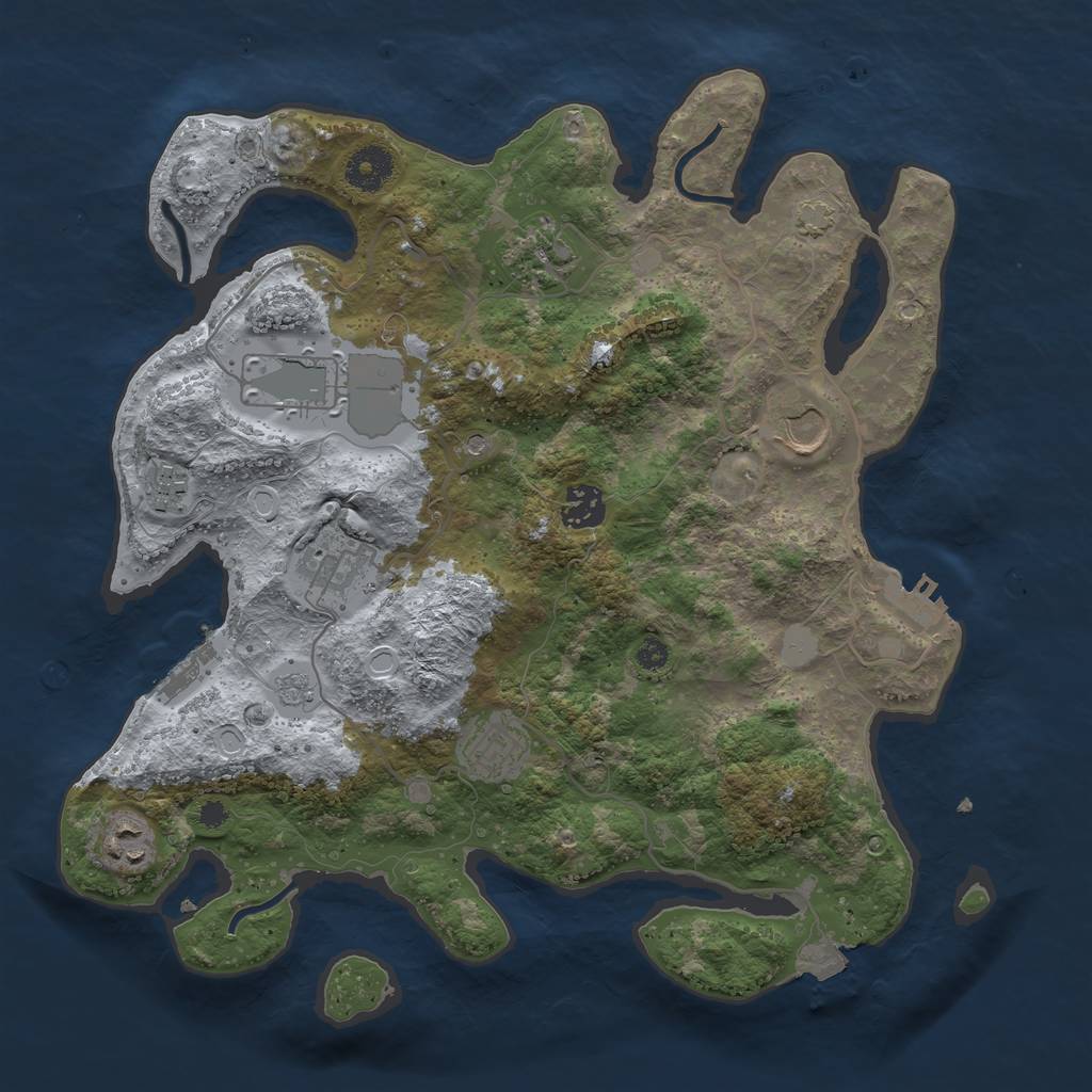 Rust Map: Procedural Map, Size: 3550, Seed: 1811979848, 16 Monuments