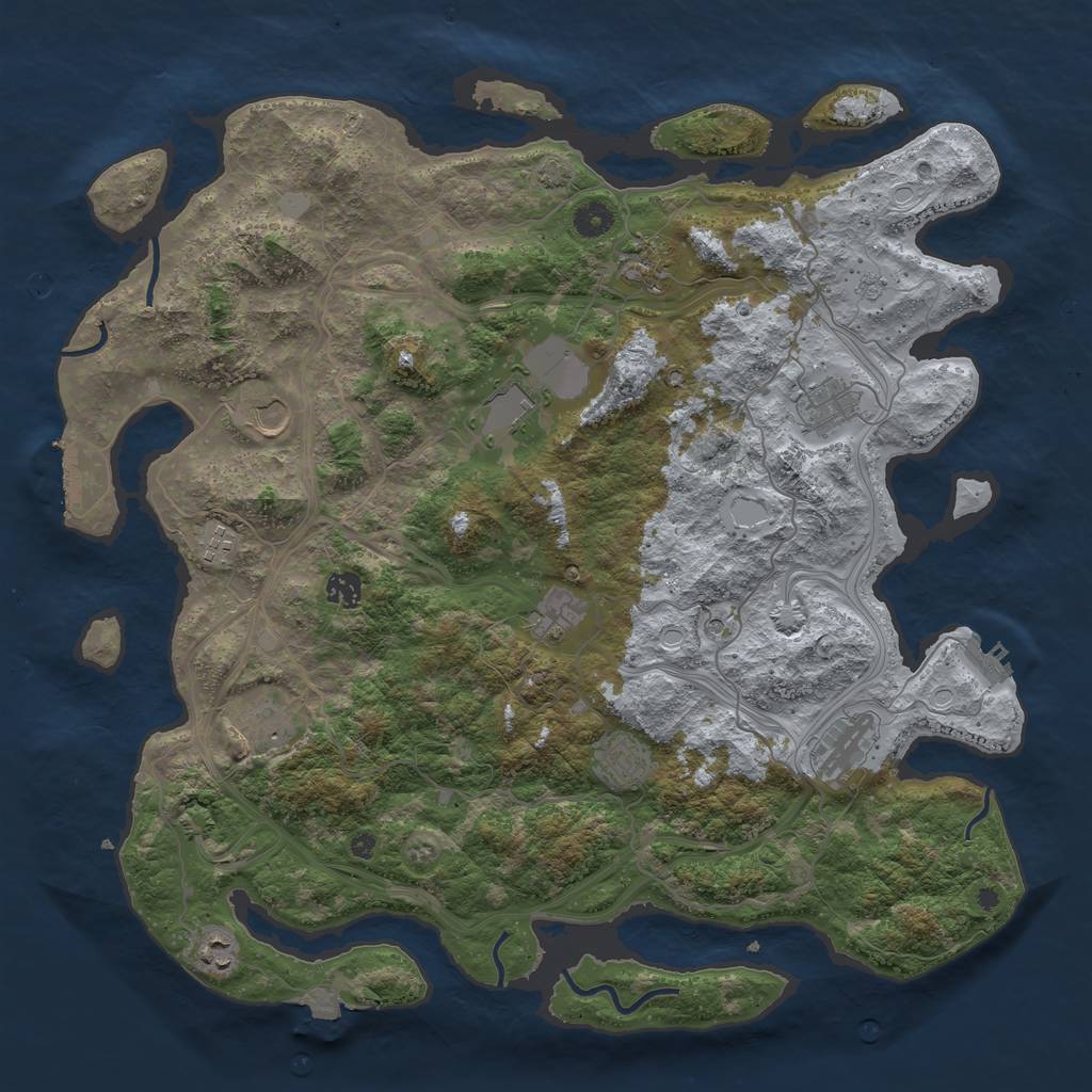 Rust Map: Procedural Map, Size: 4400, Seed: 46806974, 19 Monuments