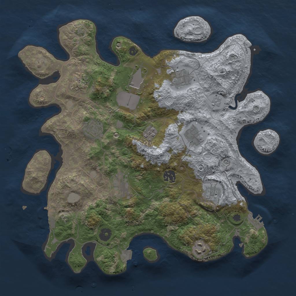 Rust Map: Procedural Map, Size: 3500, Seed: 1698128018, 18 Monuments