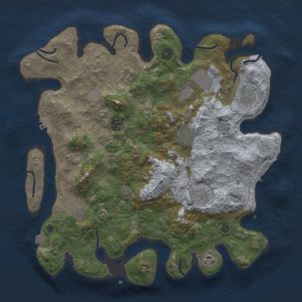 Rust Map: Procedural Map, Size: 3800, Seed: 256485785, 17 Monuments