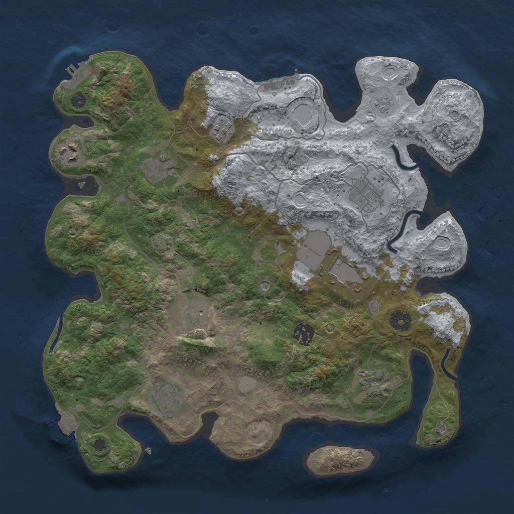 Rust Map: Procedural Map, Size: 3550, Seed: 97571047, 17 Monuments