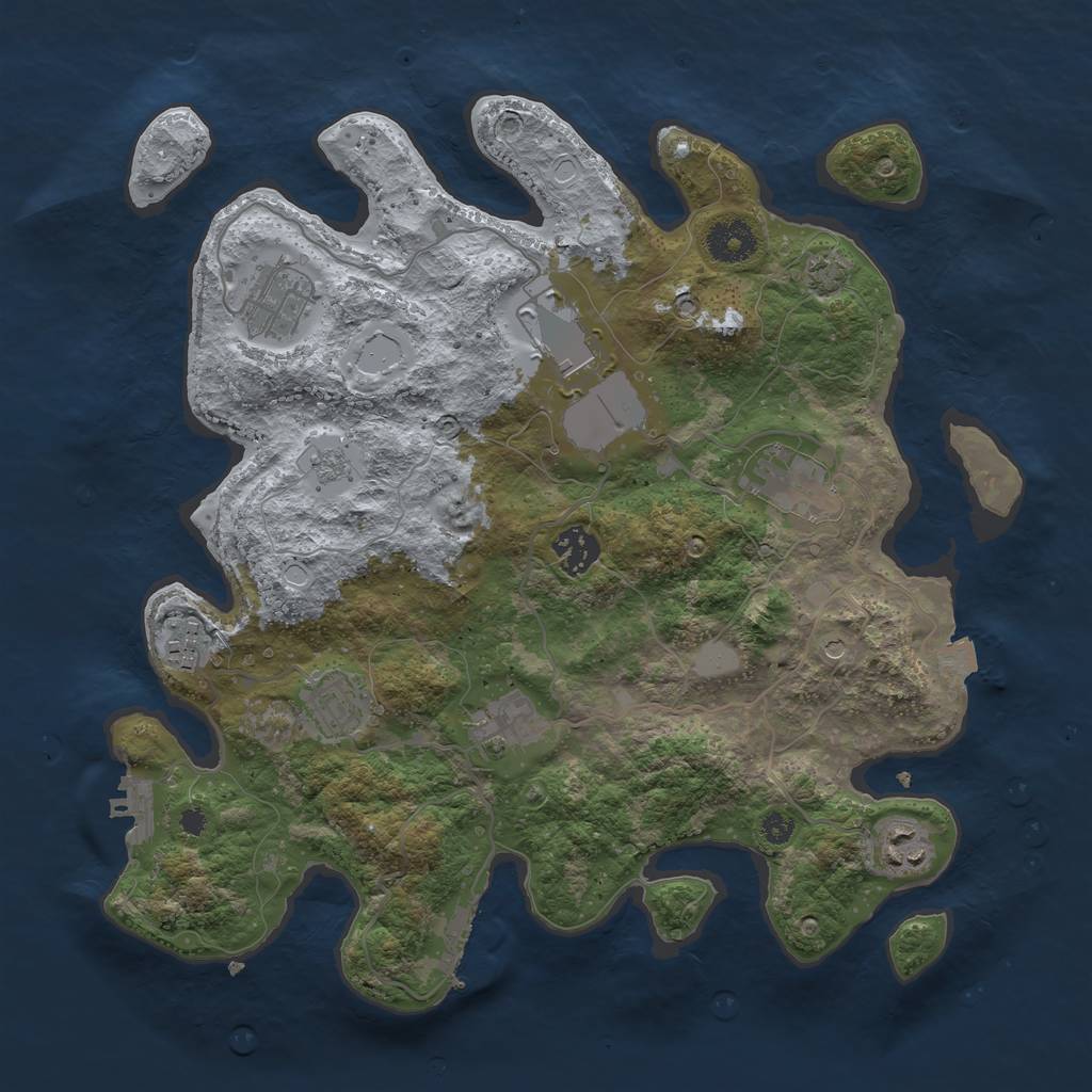 Rust Map: Procedural Map, Size: 3500, Seed: 1951431266, 16 Monuments
