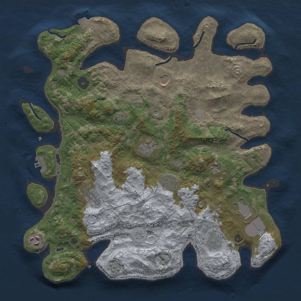 Rust Map: Procedural Map, Size: 3900, Seed: 29054954, 16 Monuments