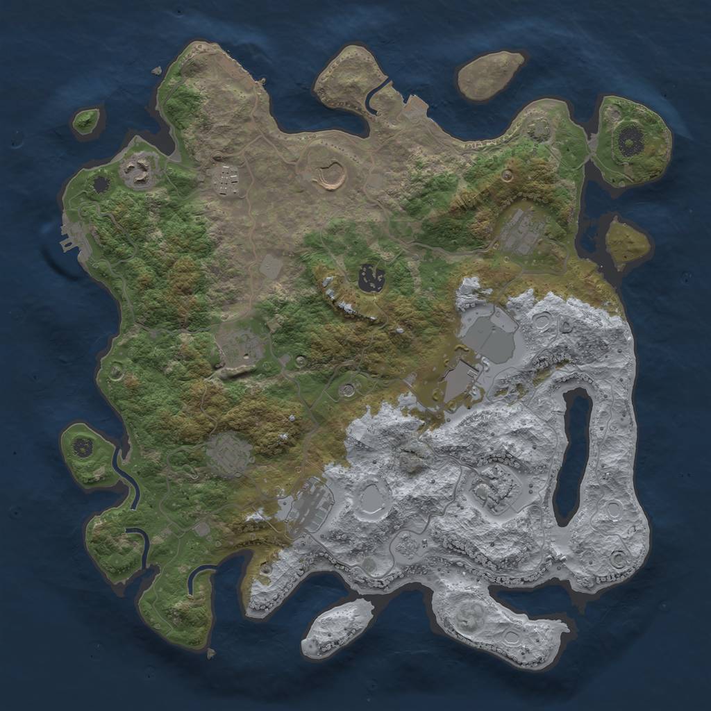 Rust Map: Procedural Map, Size: 3750, Seed: 40781591, 18 Monuments