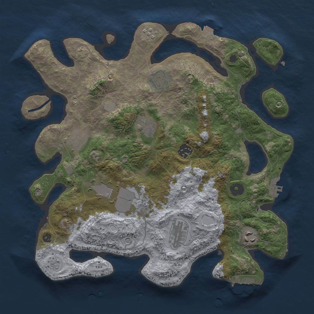 Rust Map: Procedural Map, Size: 3500, Seed: 163123486, 16 Monuments