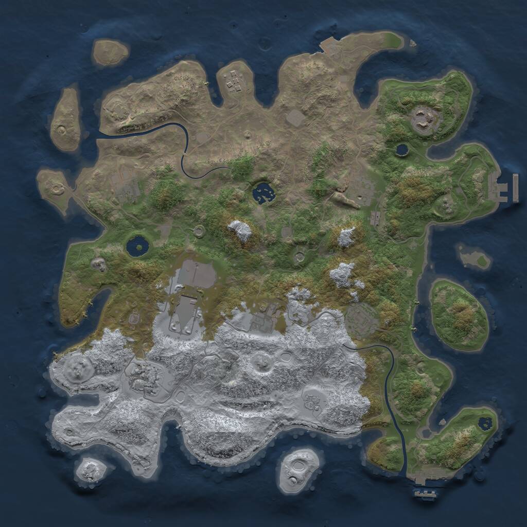 Rust Map: Procedural Map, Size: 3750, Seed: 342887, 15 Monuments