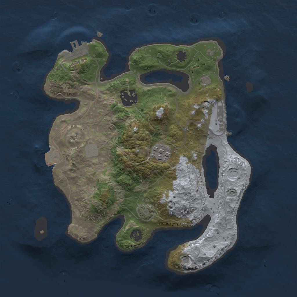 Rust Map: Procedural Map, Size: 2500, Seed: 1851032908, 8 Monuments