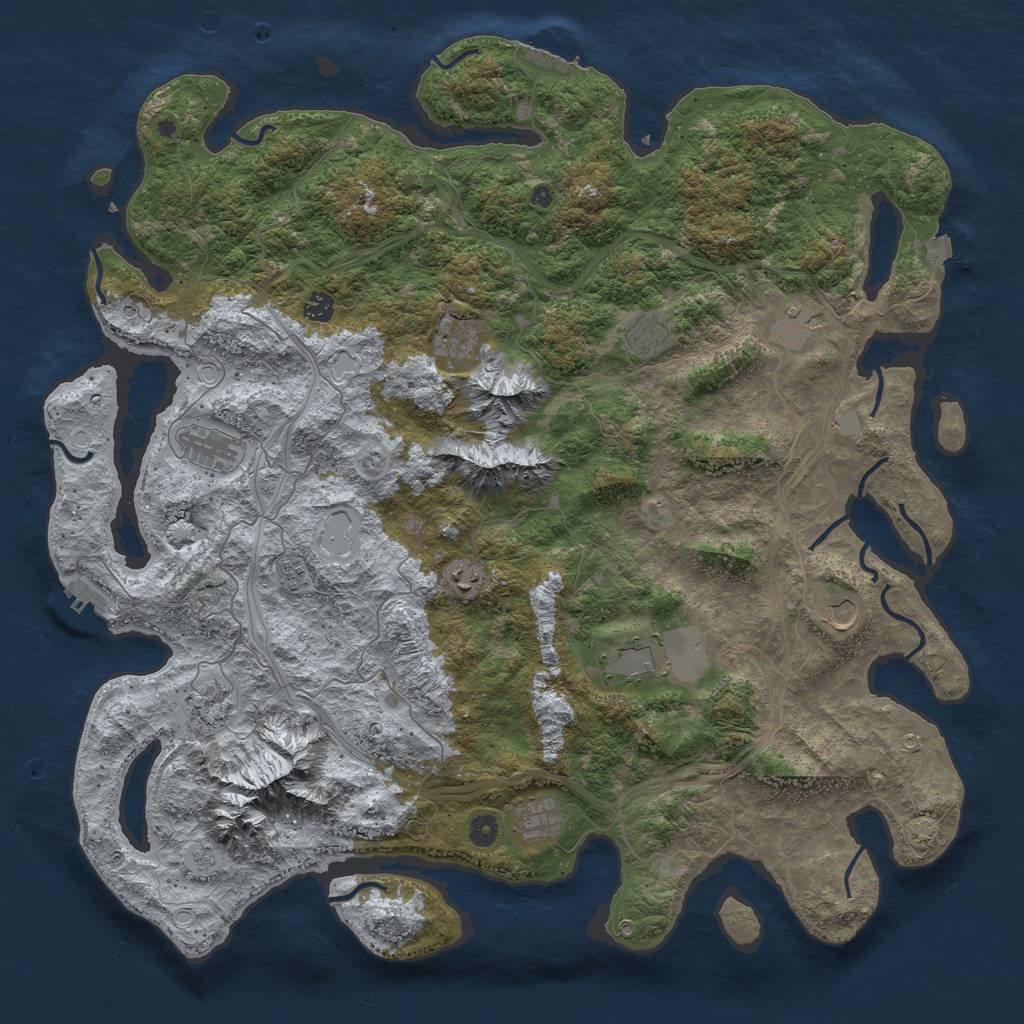 Rust Map: Procedural Map, Size: 5000, Seed: 4733, 19 Monuments