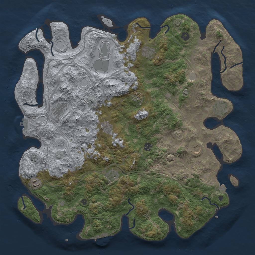 Rust Map: Procedural Map, Size: 4500, Seed: 1351442429, 19 Monuments