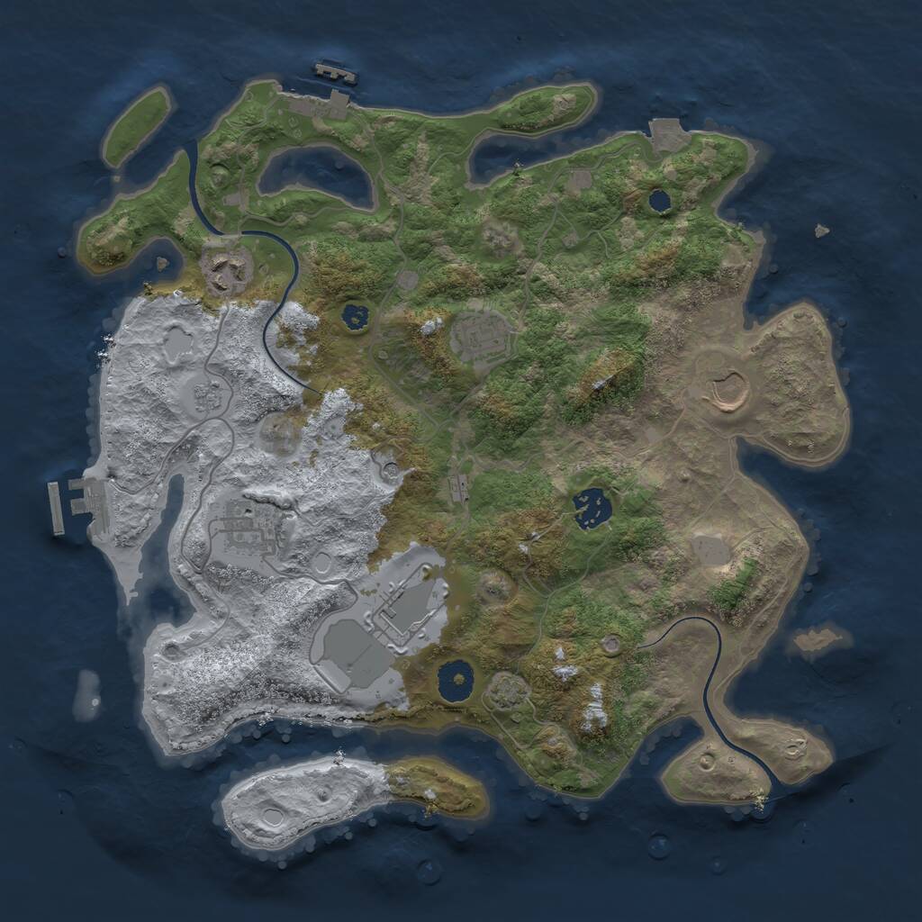 Rust Map: Procedural Map, Size: 3500, Seed: 976458785, 12 Monuments