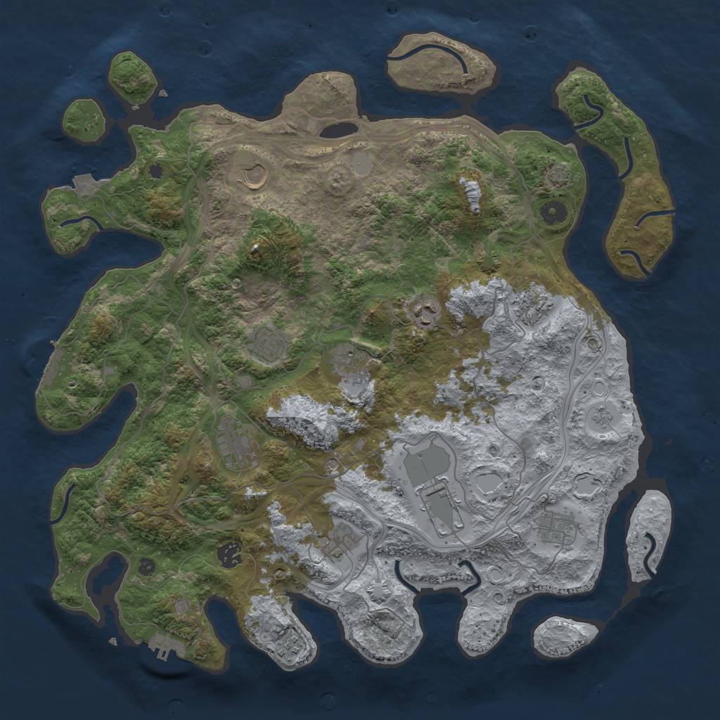 Rust Map: Procedural Map, Size: 4250, Seed: 740456785, 19 Monuments
