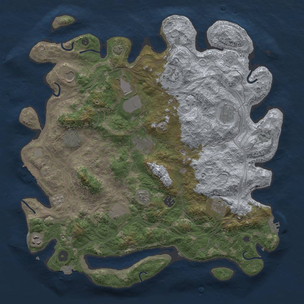 Rust Map: Procedural Map, Size: 4250, Seed: 614563076, 19 Monuments
