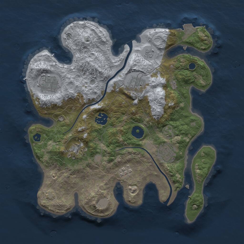 Rust Map: Procedural Map, Size: 3000, Seed: 144101789, 9 Monuments
