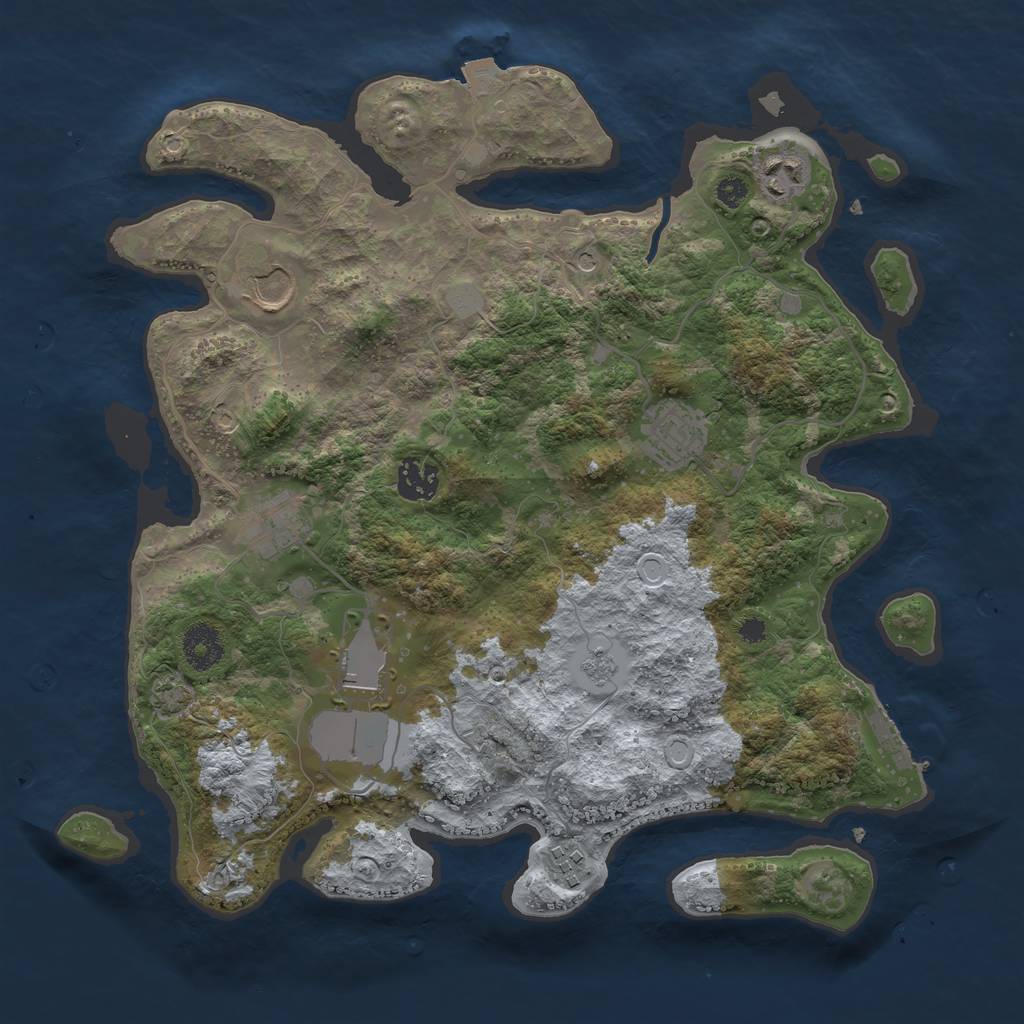 Rust Map: Procedural Map, Size: 3500, Seed: 636894673, 14 Monuments