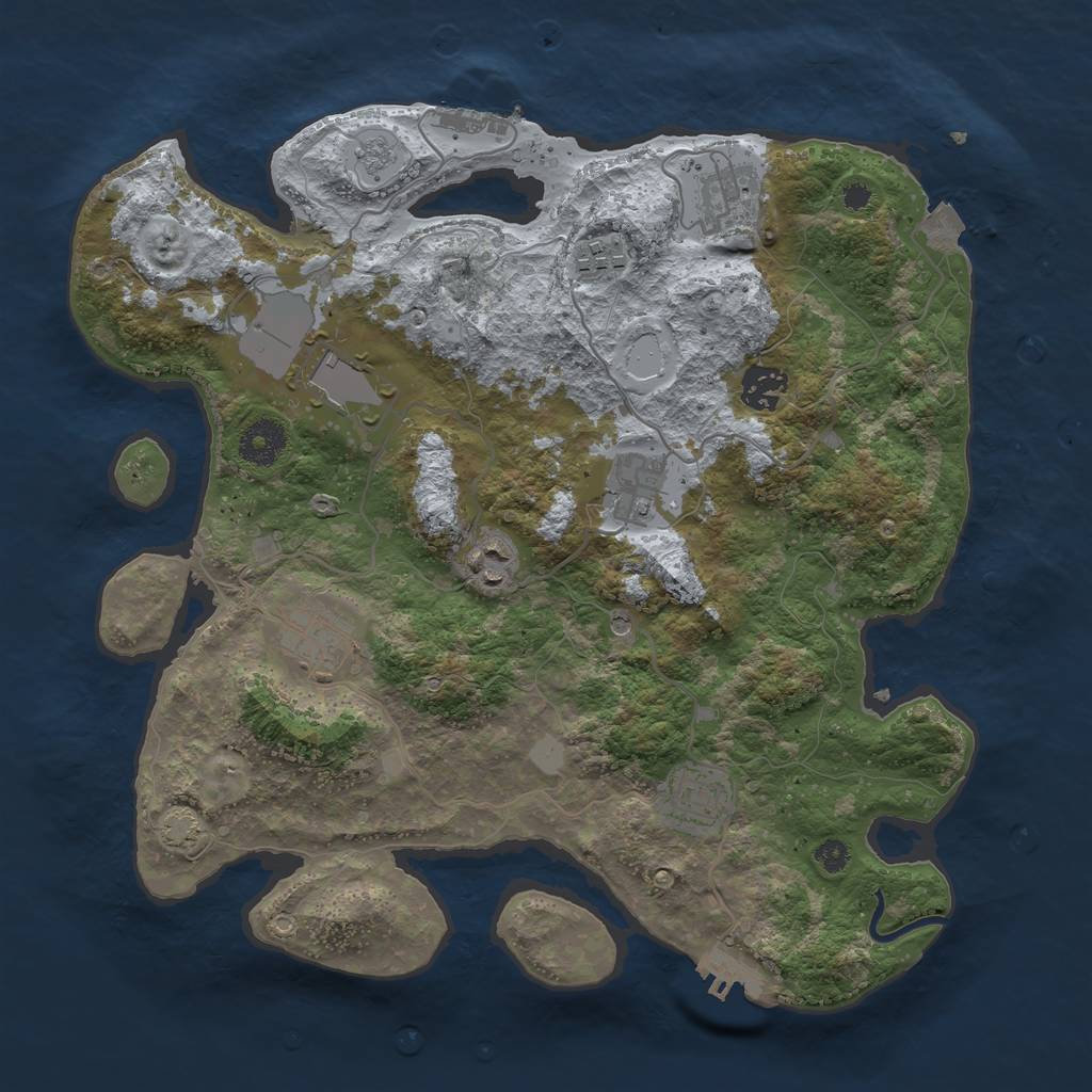 Rust Map: Procedural Map, Size: 3500, Seed: 697846776, 16 Monuments