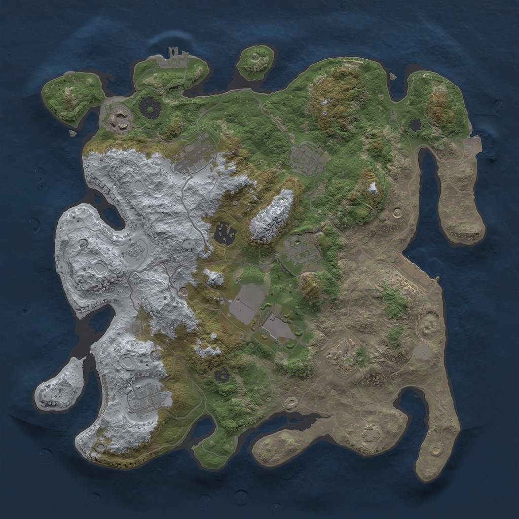 Rust Map: Procedural Map, Size: 3500, Seed: 174359022, 16 Monuments