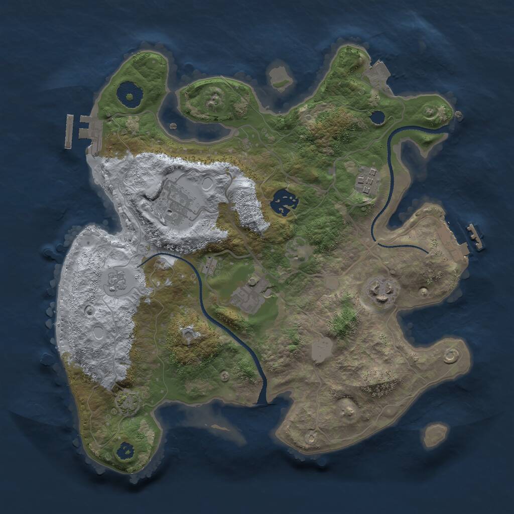 Rust Map: Procedural Map, Size: 3000, Seed: 539535302, 10 Monuments