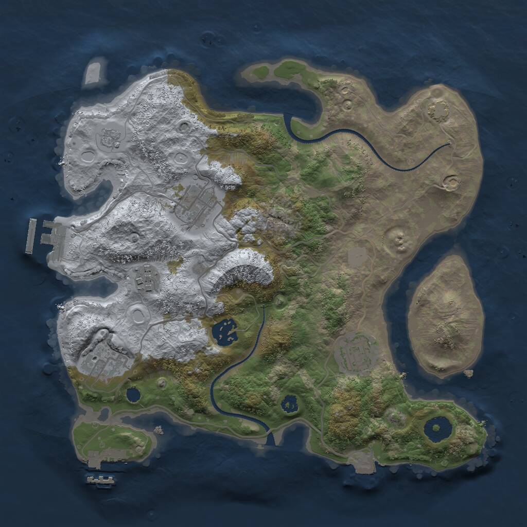 Rust Map: Procedural Map, Size: 3000, Seed: 2406952, 10 Monuments