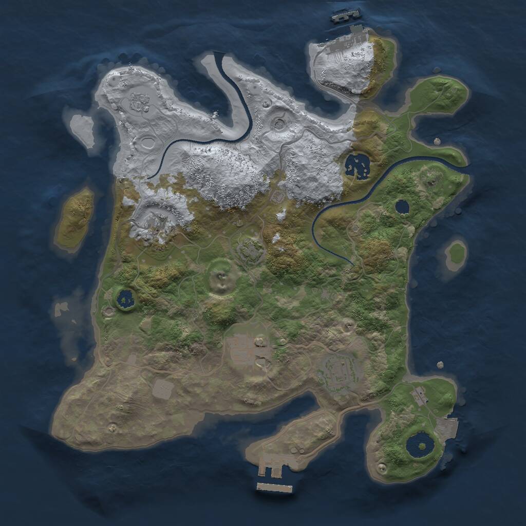 Rust Map: Procedural Map, Size: 3000, Seed: 10951, 10 Monuments